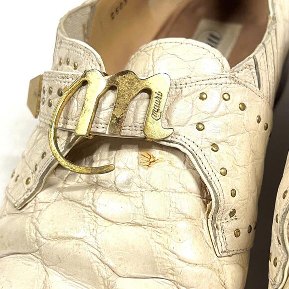 MAURI Genuine Alligator Cream White Dress Shoes 12 M 2503 154 RARE! VERY WORN main image 6